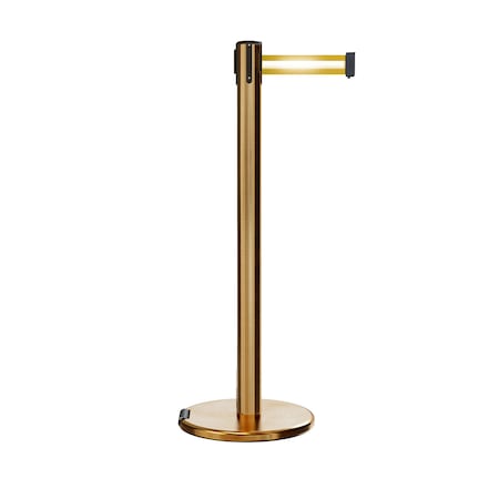 Retractable Belt Rolling Stanchion, 2.5ft Sat.Brass Post  7.5ft Y Ref.